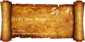 Száger Andor névjegykártya
